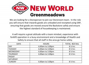 Storeperson Vacancy