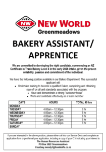 Bakery Assistant Apprentice
