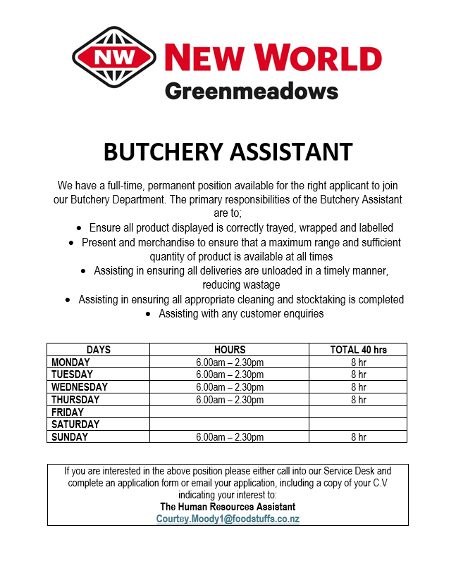 Butchery 40 hours am